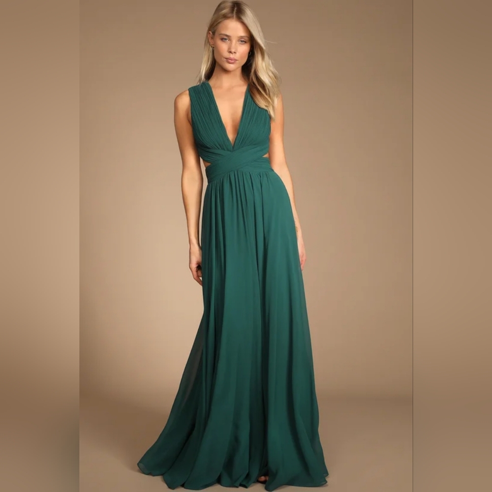 Lulu's Vivid Imagination Emerald Green Cutout Maxi Dress